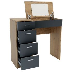 Pracovní/toaletní stolek CHARM barva dub kraft zlatý/grafit šedý
