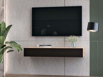 WM-1 závěsný TV stolek, dub Raya / černá WM-1 závěsný TV stolek, dub Raya / černá