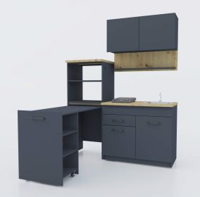 SENSE rozkládací kuchyňská linka s dřezem 160, Antracit / Artisan