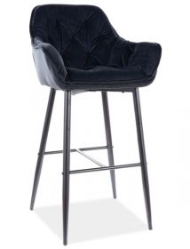 Barová čalouněná židle BERI velvet černá/černá