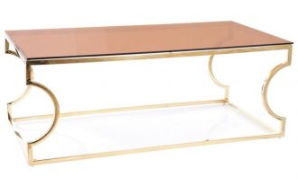 Konferenční stolek KENZO A zlatá/jantarové kouřové sklo