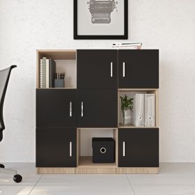 ZYRIE office skříňka, dub/černá