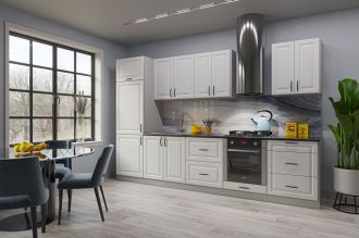 MIRA 2 stylová kuchyně 320 cm, bílá soft/šedá