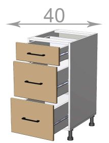 dolní skříňka se zásuvkami š.40, v.82, Modena LD12S4082, bílá/artwood