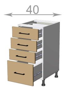 dolní skříňka se zásuvkami š.40, v.82, Kaiser LD31S4082, bílá/chladně šedý mat
