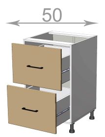 dolní skříňka se zásuvkami š.50, v.82, Kaiser LD11S5082, bílá/bílý lesk