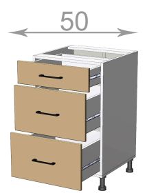 dolní skříňka se zásuvkami š.50, v.82, Modena LD12S5082, bílá/bílý mat