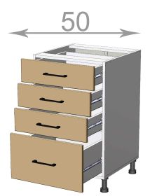 dolní skříňka se zásuvkami š.50, v.82, Horizon LD31S5082, bílá/ořech světlý