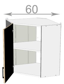 horní rohová skříňka š.60, v.72, Kaiser WC606072, bílá/chladně šedý mat