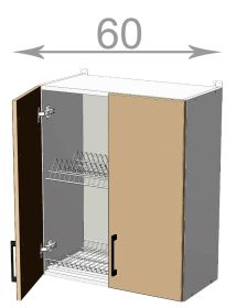 horní skříňka s odkapávačem š.60, v.72, Premiere WD6072, bílá/bílý dub polar