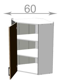 horní vysoká rohová skříňka š.60, v.92, Horizon WC606092, grafit/beton