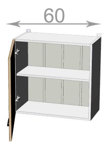 horní vysoká skříňka nad digestoř š.60, v.57, Kaiser W6057, bílá/kouř mat