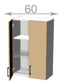 horní vysoká skříňka s odkapávačem š.60, v.92, Kaiser WD6092, bílá/bílý mat