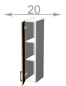 horní vysoká skříňka š.20, v.92, Kaiser W2092F, bílá/bílý mat