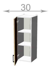 horní vysoká skříňka š.30, v.92, Kaiser W3092, bílá/bianco lesk