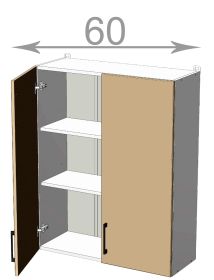 horní vysoká skříňka š.60, v.92, Kaiser W6092, bílá/bianco lesk