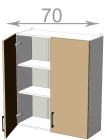 horní vysoká skříňka š.70, v.92, Modena W7092, bílá/bílý mat