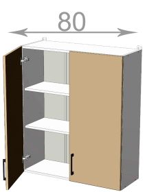 horní vysoká skříňka š.80, v.92, Kaiser W8092, bílá/krémová lesk