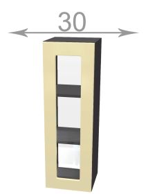 horní vysoká vitrína š.30, v.92, Modena W3092G, bílá/artwood