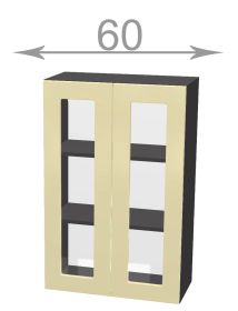 horní vysoká vitrína š.60, v.92, Modena W6092G, bílá/artwood