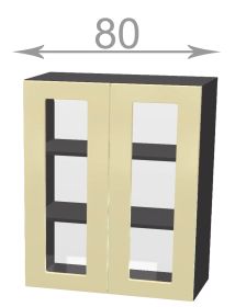 horní vysoká vitrína š.80, v.92, Modena W8092G, bílá/artwood