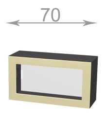 horní vysoká výklopná vitrína š.70, v.46, Horizon W7046G, bílá/ořech tmavý