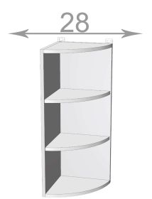 horní rohový regál š.28, v.72, WR2872, bílý
