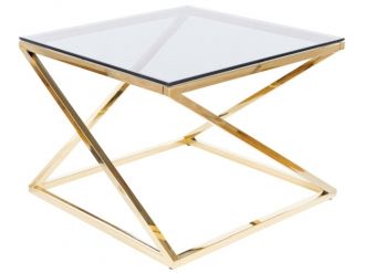 Konferenční stolek LIAM zlatá/kouřové sklo