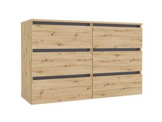 IDEA šuplíková komoda 1200, Oak Artisan / Grafite grey