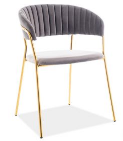 Jídelní čalouněná židle LIRA VELVET šedá/zlatá