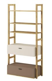 Regál se 2 zásuvkami 85 LIMERA barva dub artisan/béžová/lanýž