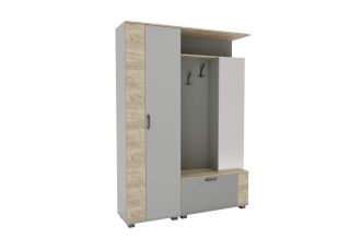 MIRA předsíňová stěna se zrcadlem, Chincilla grey / Grey craft oak