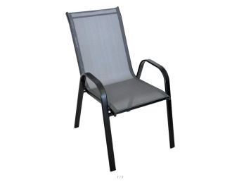 Zahradní kovové křeslo DARMA černá/tm. šedá látka