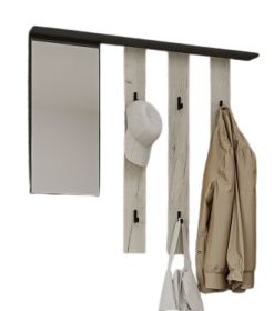 RENO věšák se zrcadlem, craft bílý / grafit