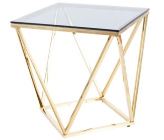 Konferenční stolek SILVER B zlatá/kouřové sklo