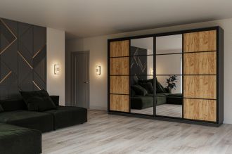 CINDY šatní skříň 300, dub Kraft /grafit