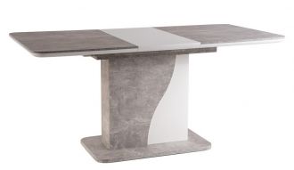 Jídelní stůl SYRIUSZ rozkládací 120x80 šedá beton/bílá mat
