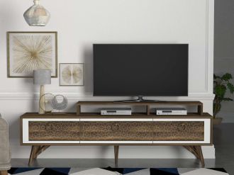 VAZANTE TV stolek na nožičkách, bílá/ořech