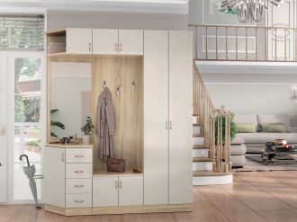 GALATEA M předsíňová stěna se zrcadlem, kašmír / dub Sonoma