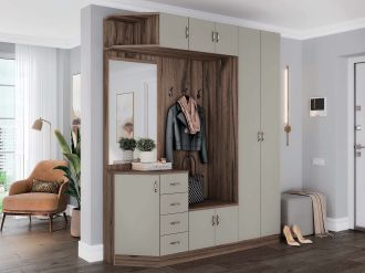 GALATEA D předsíňová stěna se zrcadlem, Toffee / dub Livorno