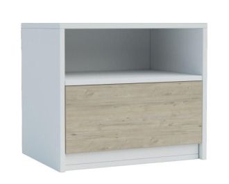 Noční stolek se zásuvkou BOXBY, barva bílá mat/dub coastland satin