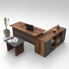 ANGRI kancelářský set se skříňkou, baroko/antacit