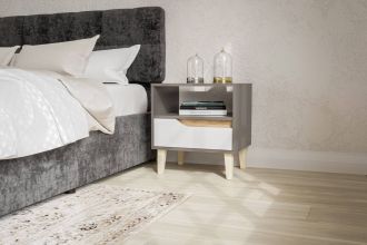 WOOD noční stolek 1S, antracit/bílá/dub Craft zlatý WOOD noční stolek 1S, antracit/bílá/dub Craft zlatý