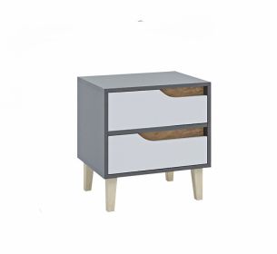 WOOD noční stolek 2S, antracit/bílá/dub Craft zlatý