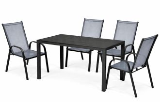 Zahradní sestava BADEN M + 4x DARMA černá/šedá Zahradní sestava BADEN M + 4x DARMA černá/šedá