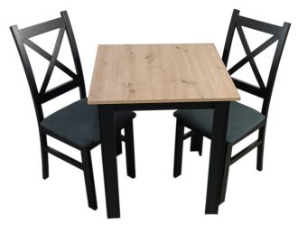 Jídelní sestava 2+1 TOMEK 70x70 cm černá/artisan/Moric 8