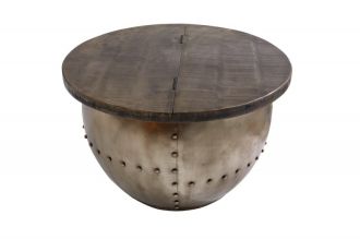 Konferenční stolek DRUM STORAGE šedý masiv mango