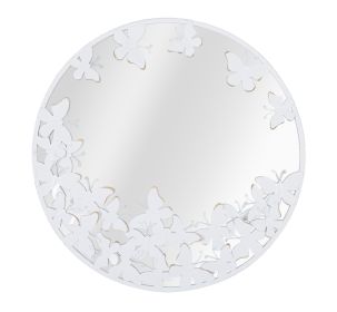 Kulaté zrcadlo BUTTERFLIES WHITE 62 CM