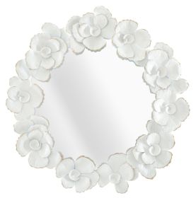 Kulaté zrcadlo WHITE ROSES 85 CM
