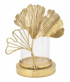 Svícen LEAF 21 CM antik gold